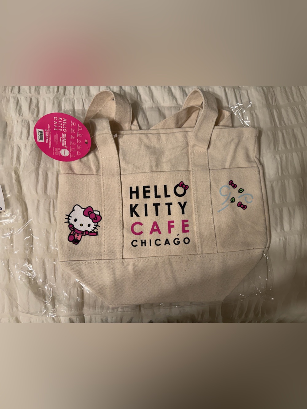Hello Kitty Cream and Pink Canvas Tote Bag